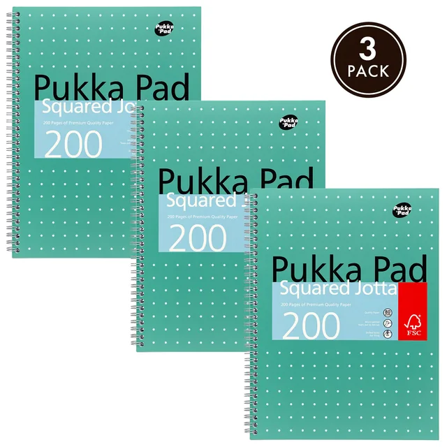Collegeblok Pukka Jotta A4 rt 5x5 4-g 200pags gn
