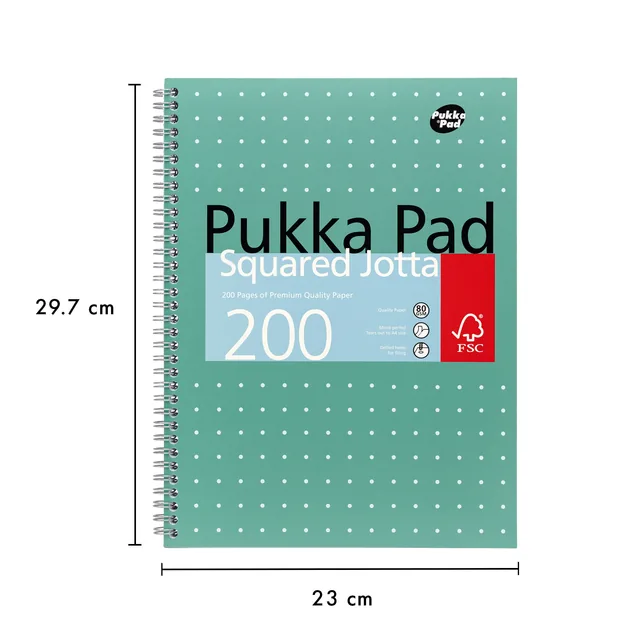Collegeblok Pukka Jotta A4 rt 5x5 4-g 200pags gn