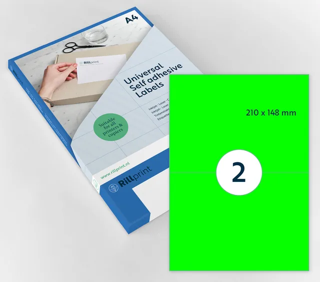 Etiket Rillprint 210x148mm fluor groen 200st