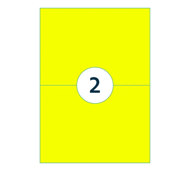 Etiket Rillprint 210x148mm fluor geel 200st