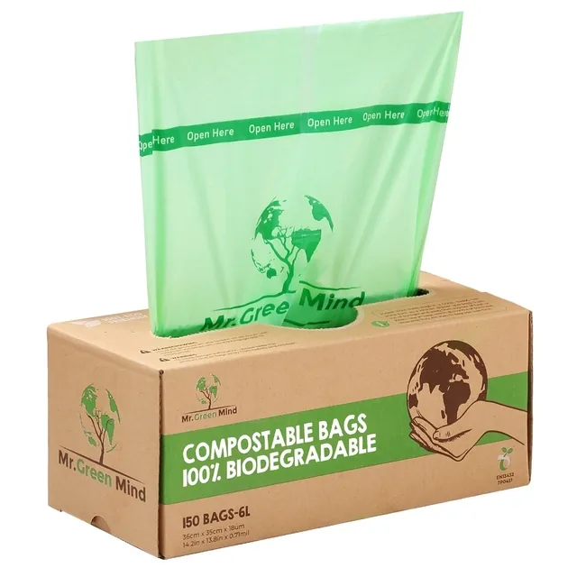 Afvalzak bio Mr.Green Mind 36x35cm 6L dispenser