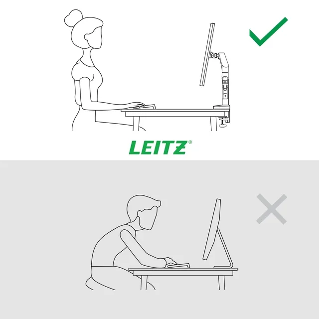 Monitorarm Leitz Ergo ruimtebesparend dubbel