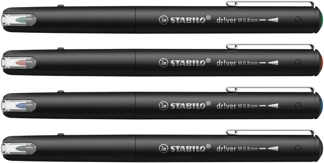 Fineliner STABILO dr!ver medium assorti 4 stuks