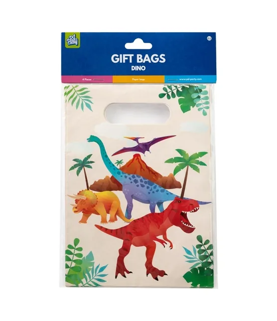 Cadeau tasjes Dino papier 23x16cm 6 stuks