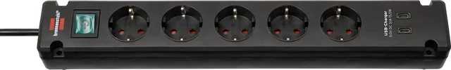 Stekkerdoos Brennenstuhl Brem 5vdig 2 USB C 3m zw
