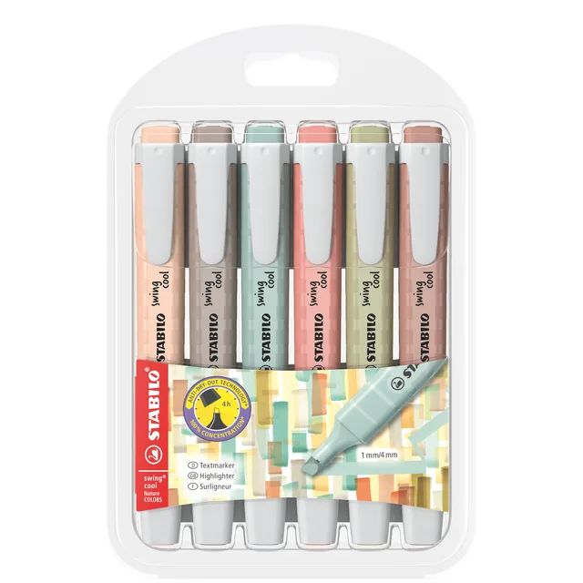 Markeerstift STABILO Swing cool nature assorti 6st