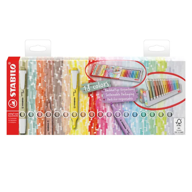 Markeerstift STABILO Swing cool nature deskset 18x