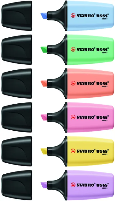 Markeerstiftt STABILO BOSS mini pastel ass 6 stuks