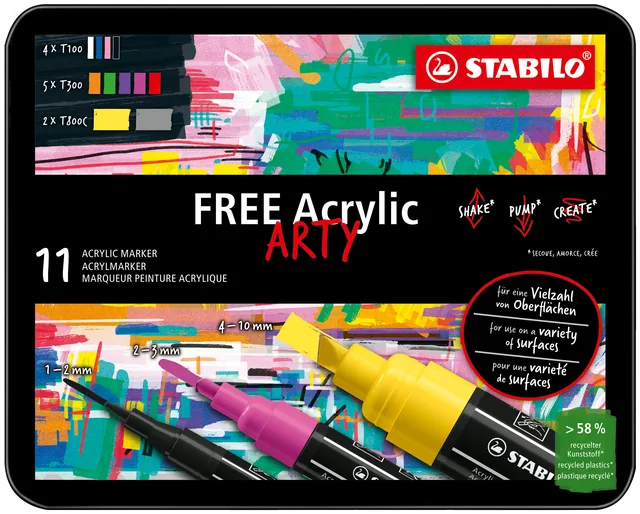 Acrylmarker STABILO Free Acrylic Starter Kit ass
