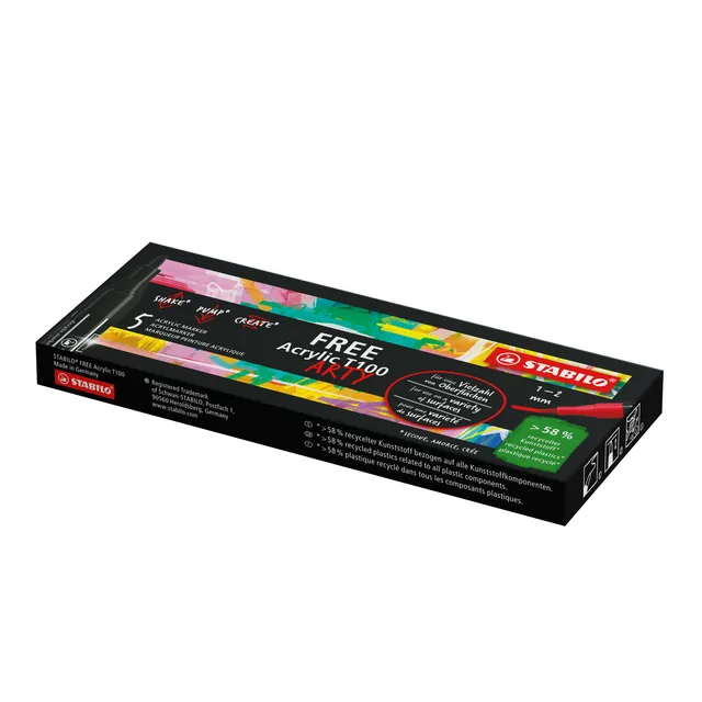 Acrylmarker STABILO Free Acrylic T100 zwart