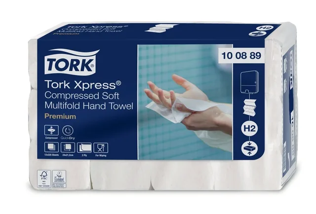 Handdoek Tork H2 Xpress compressed Premium 212x240