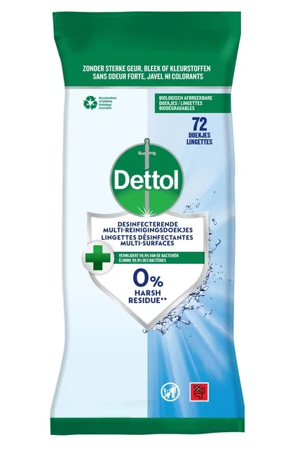 Reinigingsdoekjes Dettol antibacterieël Cleans 72
