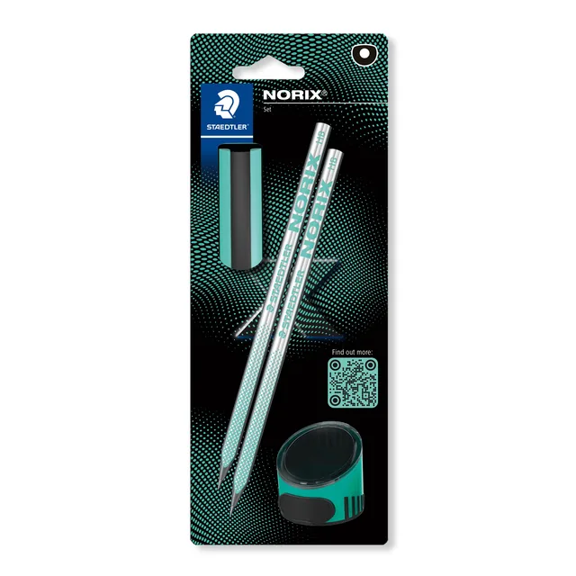 Potlood Norix blister 2 st HB zwart groen