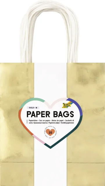 Cadeautas Folia goud kraft 24x31x12cm 20 stuks