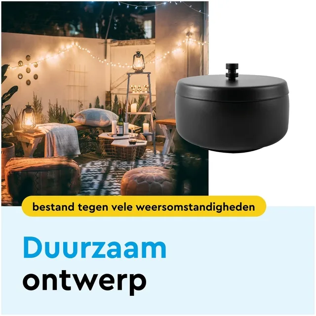 Asbak BRASQ tafelmodel 1 liter met deksel zwart