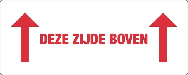 Waarschuwingsetiket deze zijde boven 500 stuks