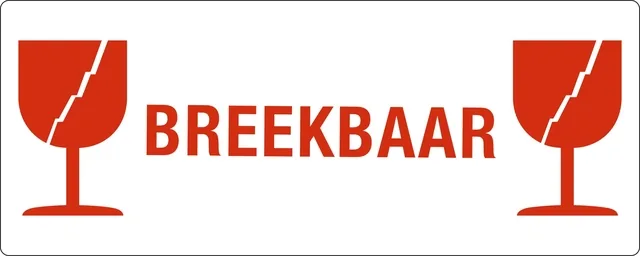 Waarschuwingsetiket breekbaar/glas 500 stuks