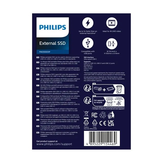 Philips External SSD 250 GB Ultra Speed Space Grey