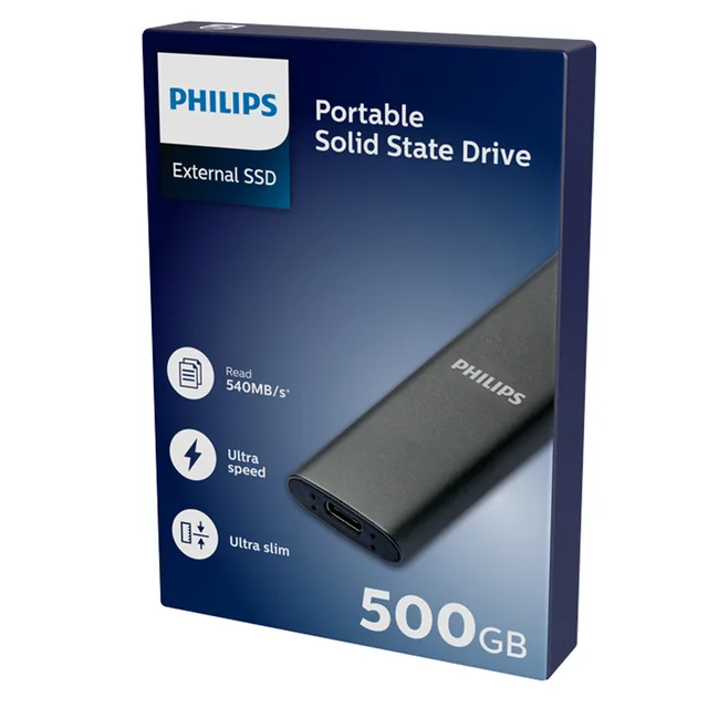 Philips External SSD 500 GB Ultra Speed Space Grey