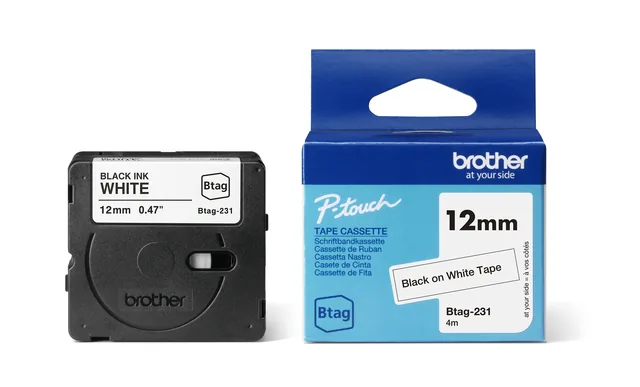 Labeltape Brother Ptouch Btag231 12mm wit