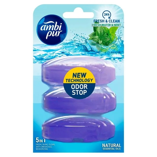 Toiletblok navulling Ambi Pur Fresh WaterM 3x55ml