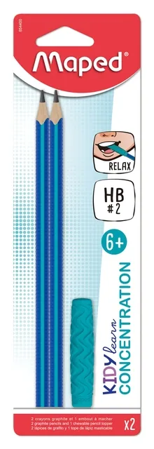 Potlood Maped Kidy Learn 3 stuks blauw