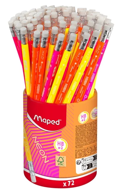 Potlood Maped Neon koker 72 stuks assorti