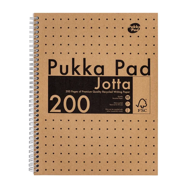 Collegeblok Pukka Pad Jotta A4 lijn 200pag kraft