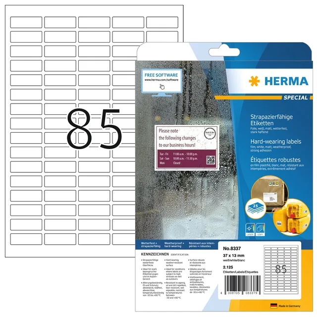 Etiket HERMA 8337 37x13mm weerbest wt 2125st