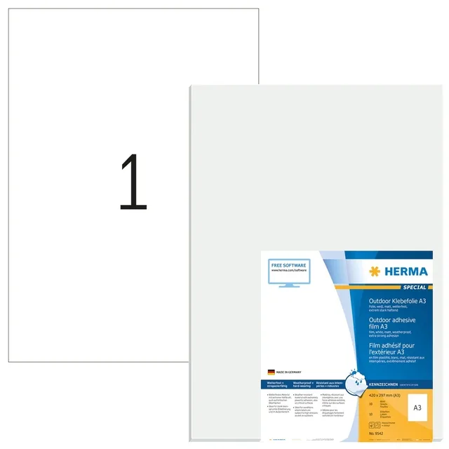 Etiket HERMA 9542 297x420mm weerbest rekbaar 10st