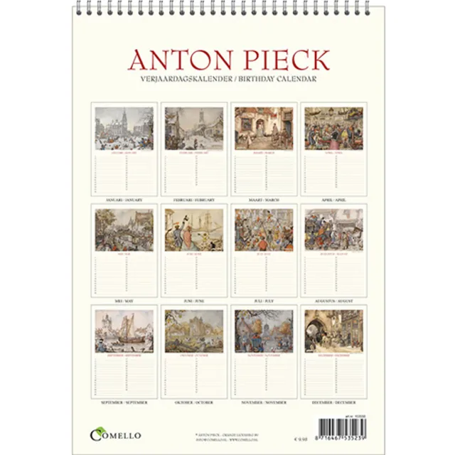 Verjaardagskalender Anton Pieck Zicht op haven A4