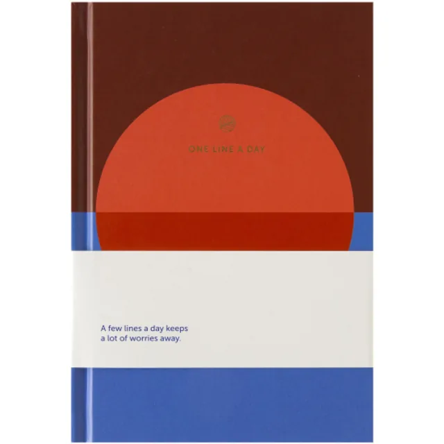 Notitieboek A5 One line a day blauw rood