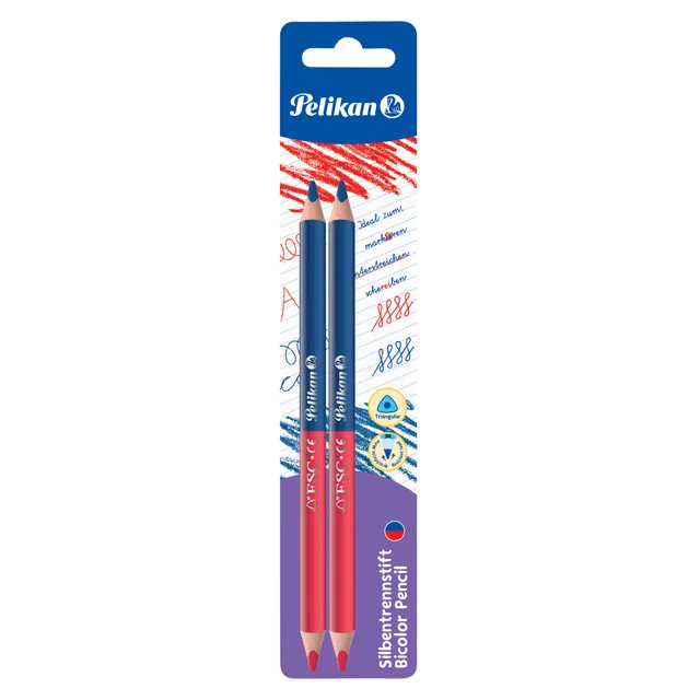Potlood Pelikan 3mm 2st rood/blauw