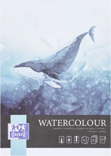 Aquarelblok Oxford Watercol A4 20v 300gr gelijmd