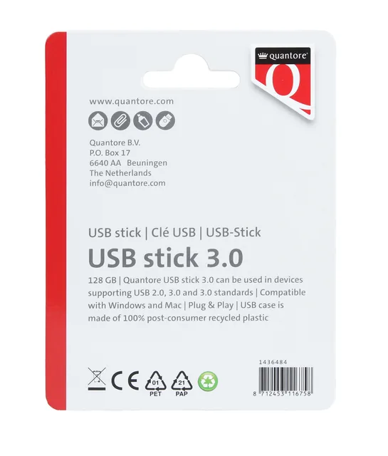 USB stick 3.0 Quantore USB-A 128GB zwart
