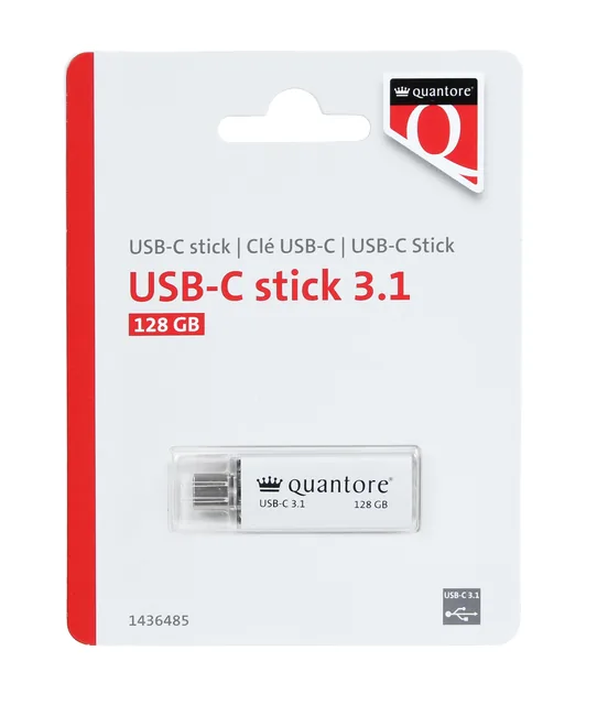 USB stick 3.1 Quantore USB-C 128GB zilver
