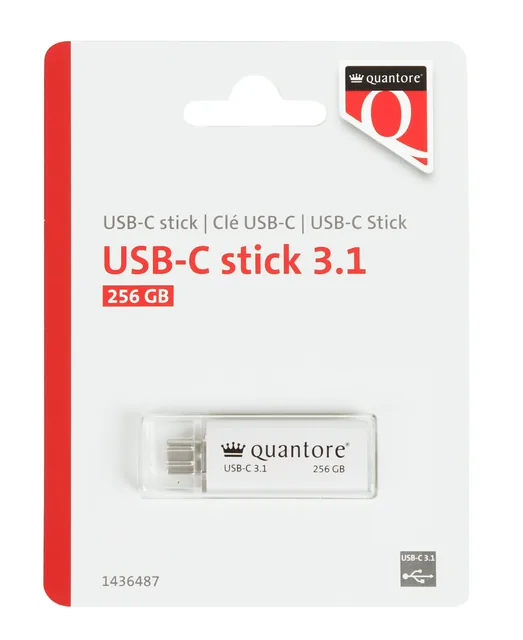 USB stick 3.1 Quantore USB-C 256GB zilver