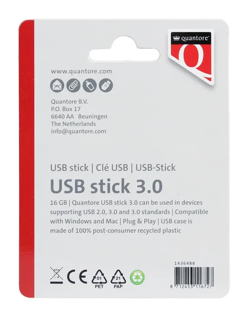 USB stick 3.0 Quantore USB-A 16GB zwart