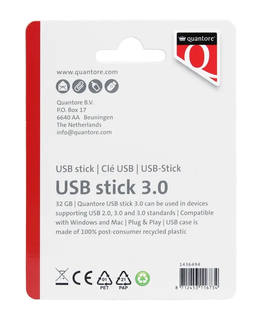 USB stick 3.0 Quantore USB-A 32GB zwart