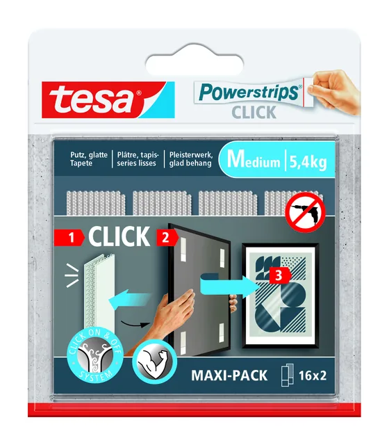 Kleefstip tesa Powerstrips Click Medium 16 paar wt