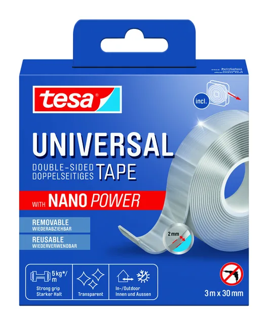 Plakband tesa Nano Power dubbelzijdig 30mmx3m