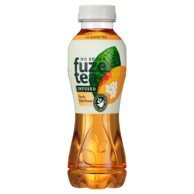 Frisdrank Fuze Tea peach elderflow suikervr 400ml