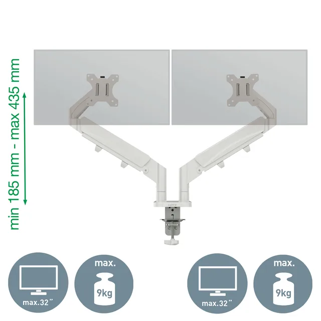 Monitorarm Leitz Ergo ruimtebesparend dubbel grijs