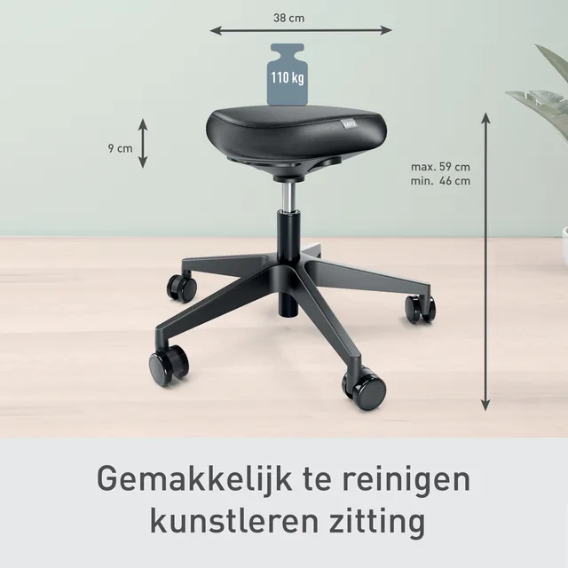 Zitkruk Leitz Ergo met wieltjes en comfortzitting