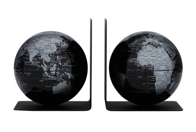 Boekensteun Troika met magn globes 13cm 2st zwart