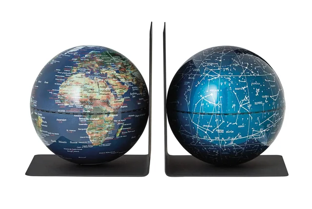 Boekensteun Troika met magn globes 13cm 2st ass
