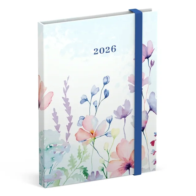 Agenda 2026 Lannoo Flowers watercolour 7d/2p blauw