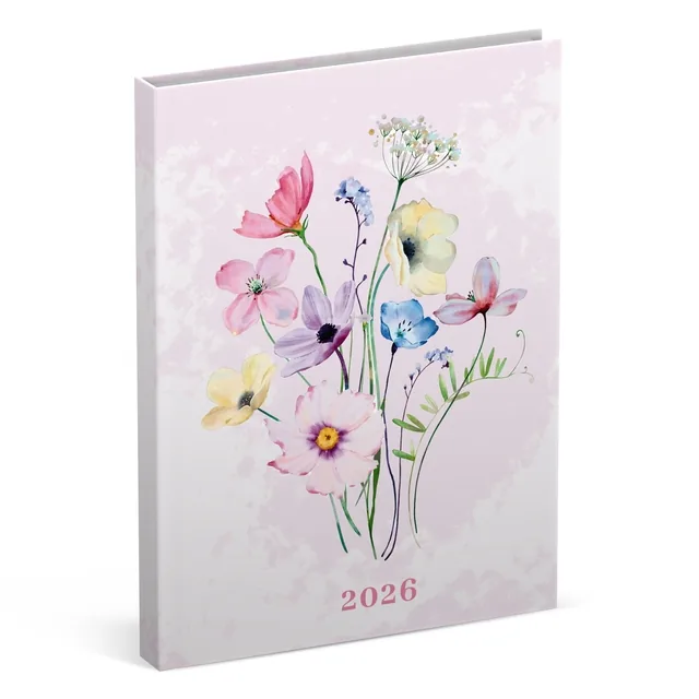 Agenda 2026 Lannoo Flowers watercolour 7d/2p roze