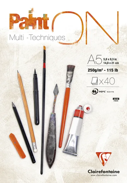 Tekenblok Clairefontaine Paint On A5 40 vel 250g