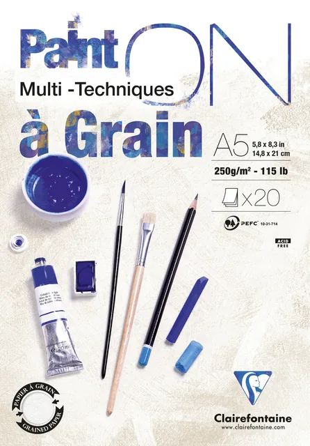 Tekenblk Clairefontaine Paint A5 korrel 20v 250gr